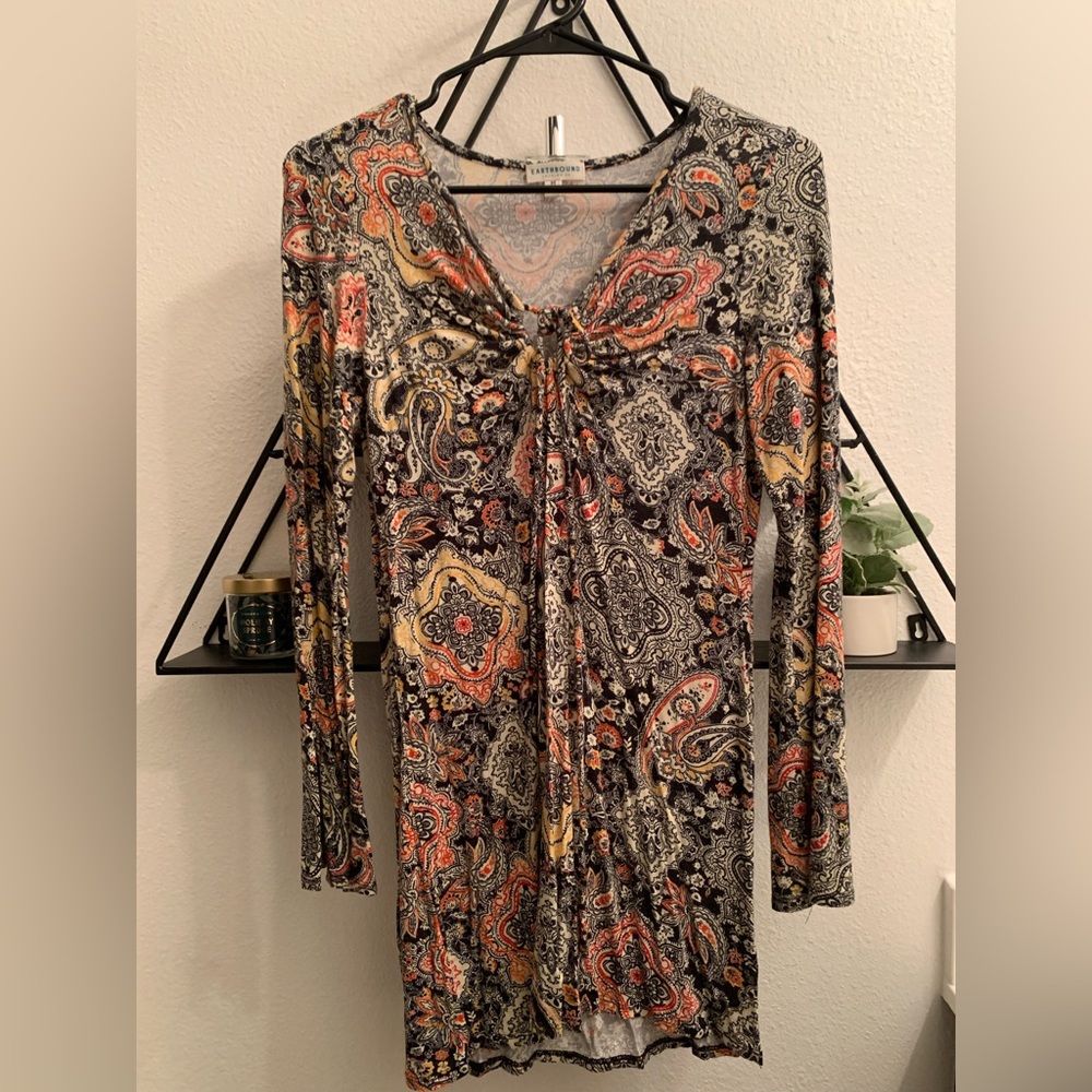 Earth Bound Trading Co Black Paisley Dress